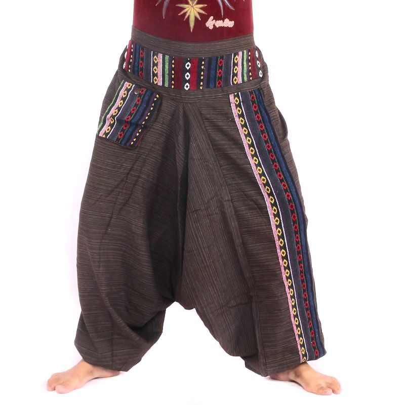 Harem pants ethno embroidery cotton mix