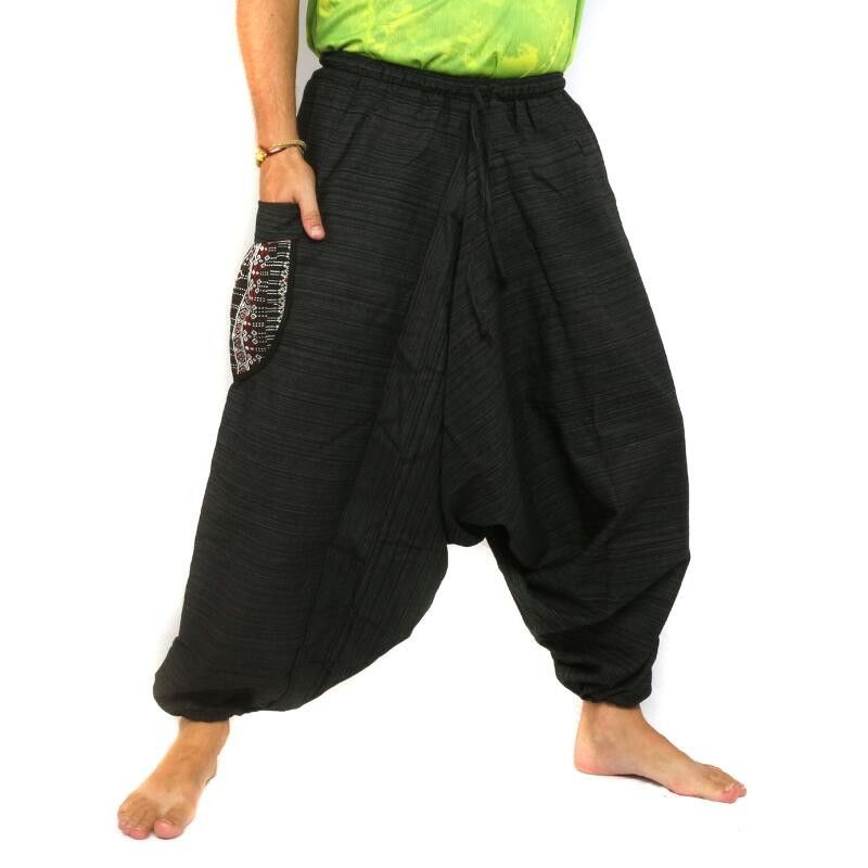 Harem pants cotton plain with embroidered side pocket