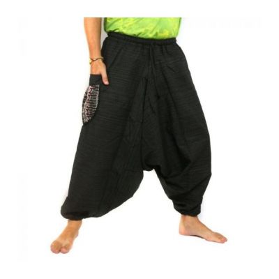Aladinhose Baumwolle einfarbig mit bestickter Seitentasche