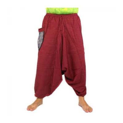 Aladinhose Baumwolle einfarbig mit bestickter Seitentasche