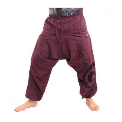 Pantalon harem Boho Chic Spirale peint à la main