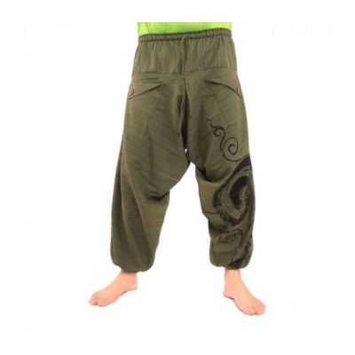 Pantalon harem Boho Chic Spirale peint à la main