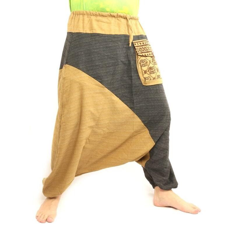 Pantalones de harén en dos tonos con un gran bolsillo lateral