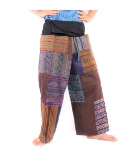 Patchwork Thai Fischerhose   aus Chiang Mai, schwere Baumwolle