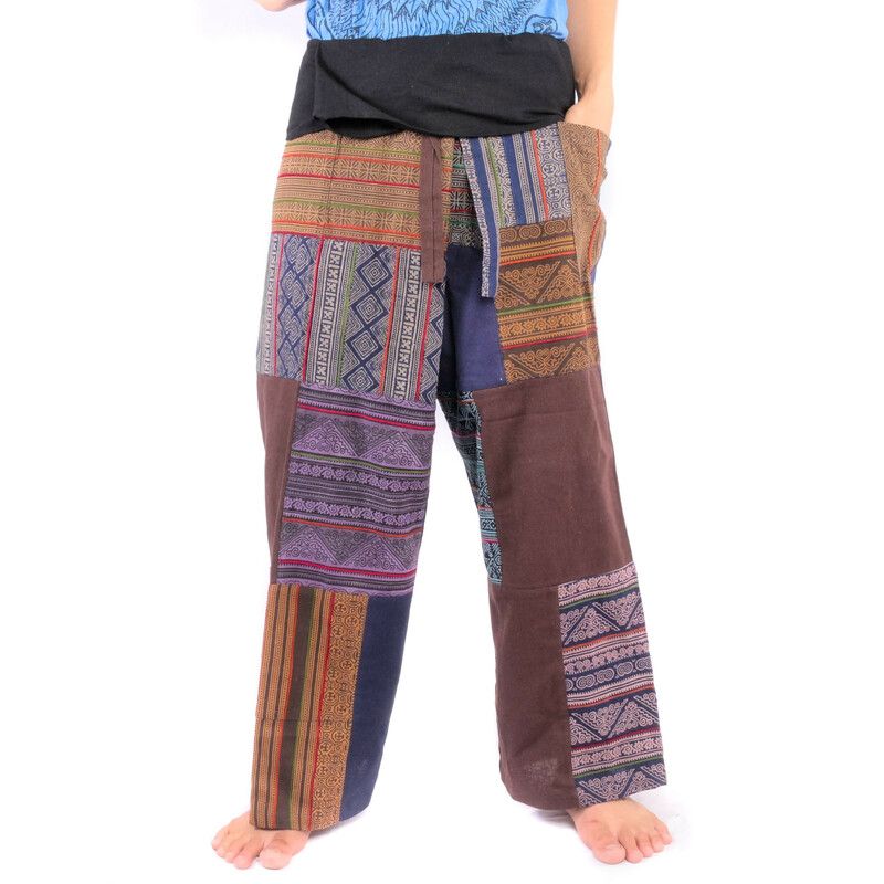 Patchwork Thai Fischerhose   aus Chiang Mai, schwere Baumwolle