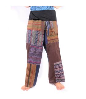 Patchwork Thai Fischerhose   aus Chiang Mai, schwere Baumwolle