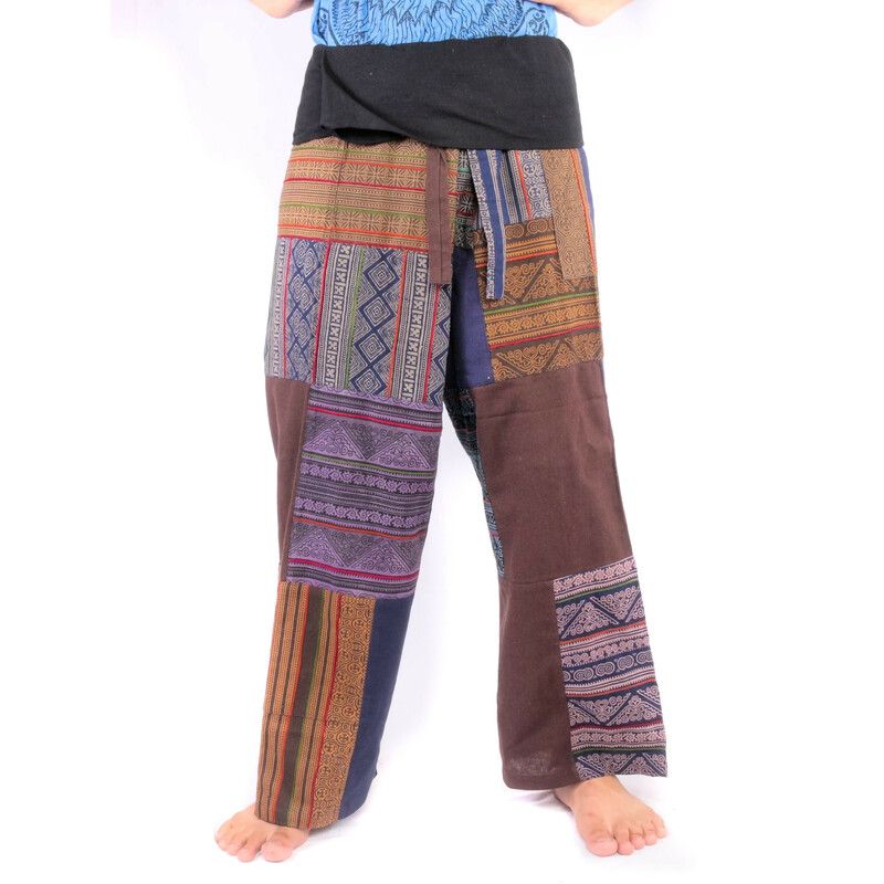 Patchwork Thai Fischerhose   aus Chiang Mai, schwere Baumwolle