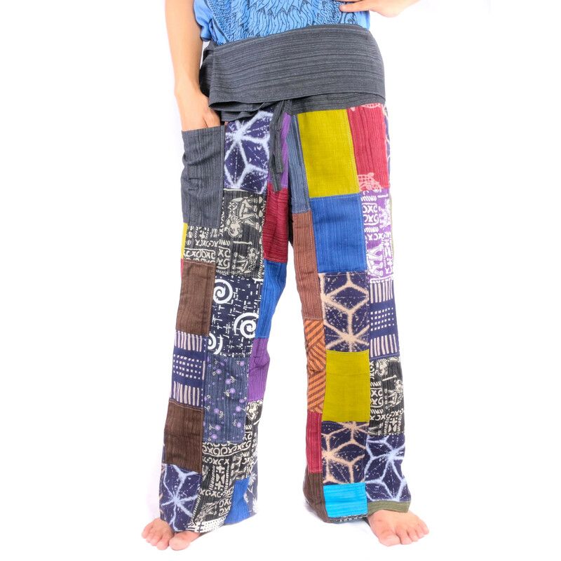 Pantalon de pêcheur thaïlandais patchwork taille L