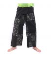 Pantalones de pescador tailandeses de retazos, talla L.