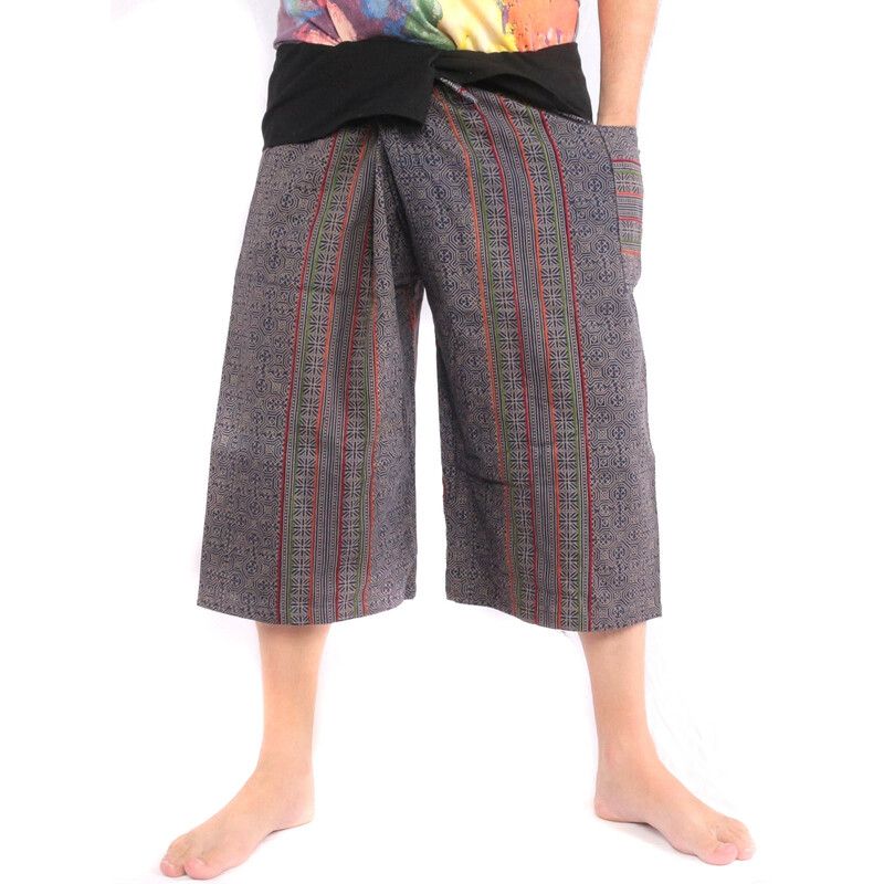 Kurze Thai Fischerhose handbemahlt "Candle Writing"