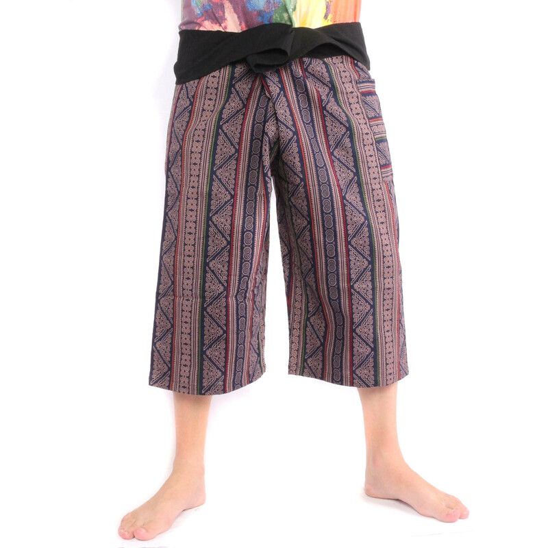 Short Thai fishing pants hand painted "Candle Writing