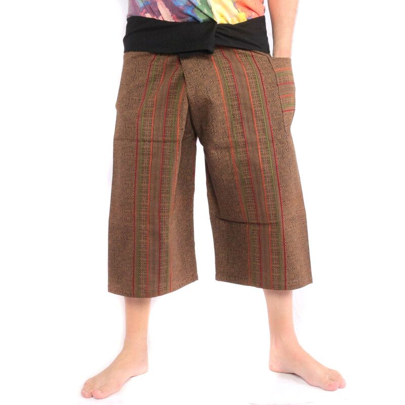 Short Thai fishing pants hand painted "Candle Writing