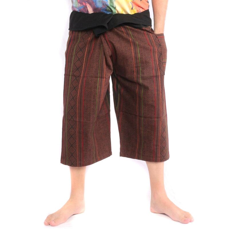 Short Thai fishing pants hand painted "Candle Writing