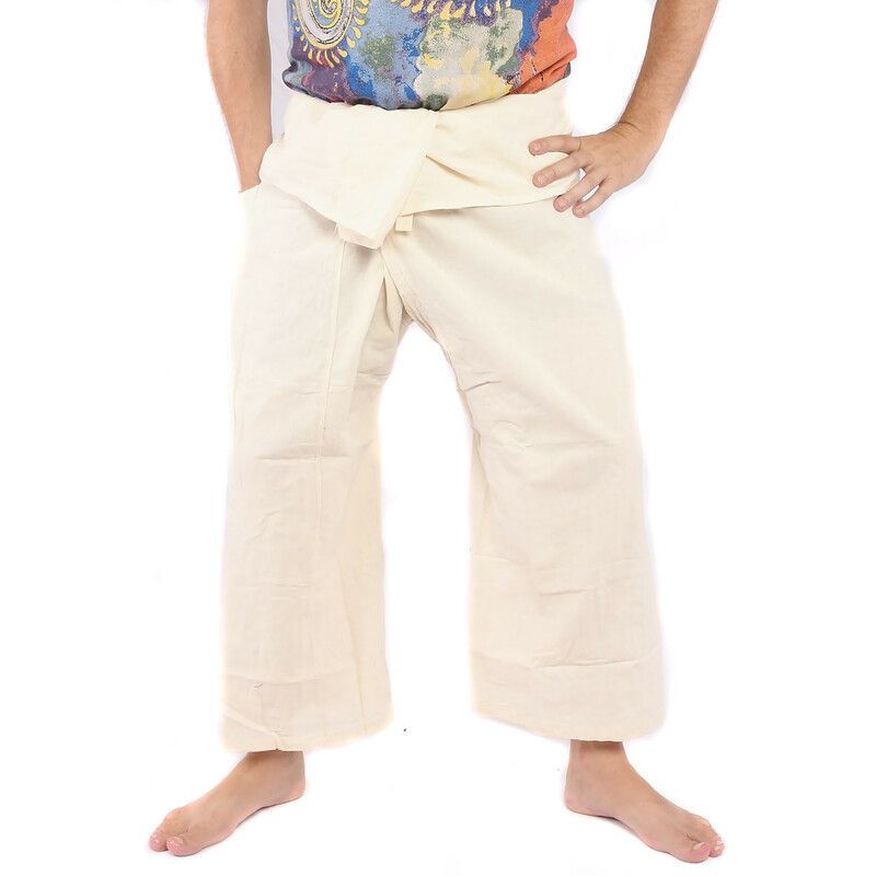 Raan Pah Muang – Leichte Fischerhose Aus Baumwolle, Handgefertigt In Thailand (Unisex, Gestreift)