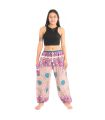 Thai pants jogger "Kru Larp" roses and honeycomb pattern