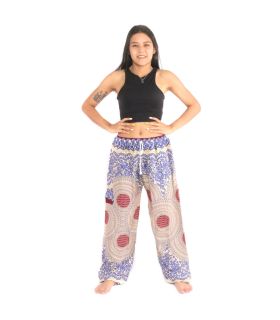 Pantalones tailandeses Jogger "Kru Larp" Patrón de rosas y nido de abeja