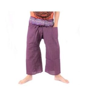 Pantalon pêcheur thaïlandais avec bordure de motif - coton