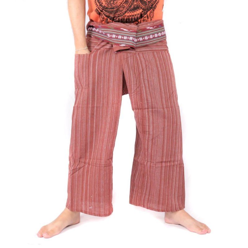 Thai Fischerhose mit Muster Borte - Baumwolle