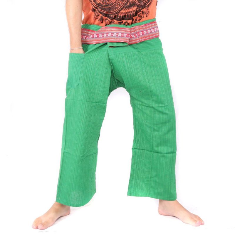 Thai fishing pants with pattern braid - cotton