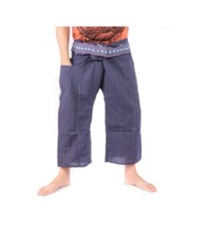 Pantalon pêcheur thaïlandais avec bordure de motif - coton