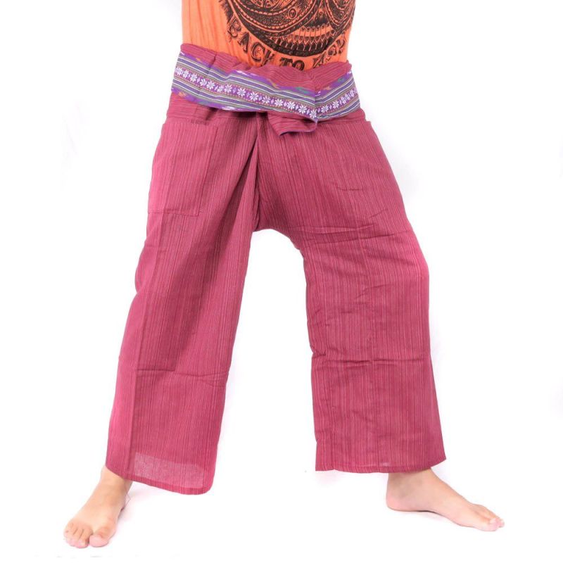 Thai Fischerhose mit Muster Borte - Baumwolle
