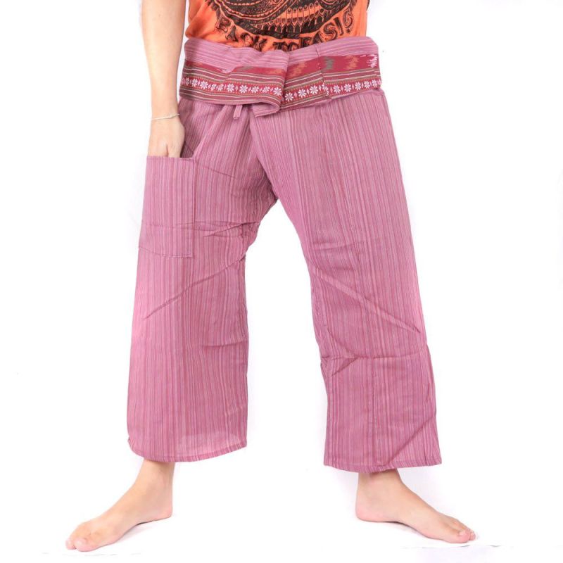 Thai Fischerhose mit Muster Borte - Baumwolle