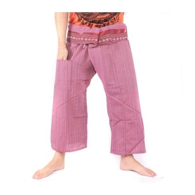 Thai fishing pants with pattern braid - cotton