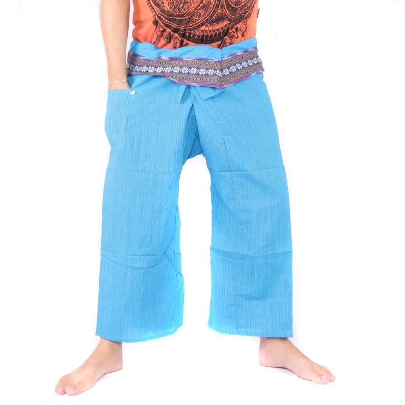Thai Fischerhose mit Muster Borte - Baumwolle