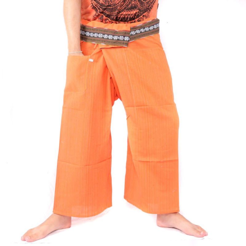 Thai fishing pants with pattern braid - cotton