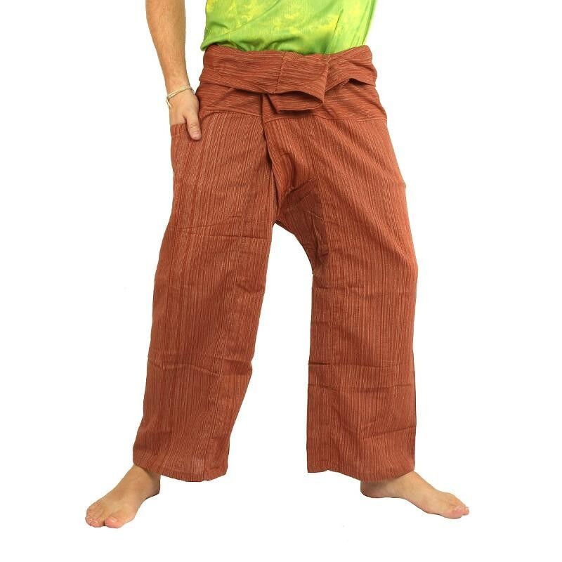 Jing Shop Pantalon authentique pêcheur thaï mélange de coton fabriqué en Thaïlande️