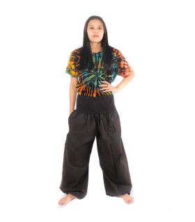 Pantalon sarouel coupe haute marron