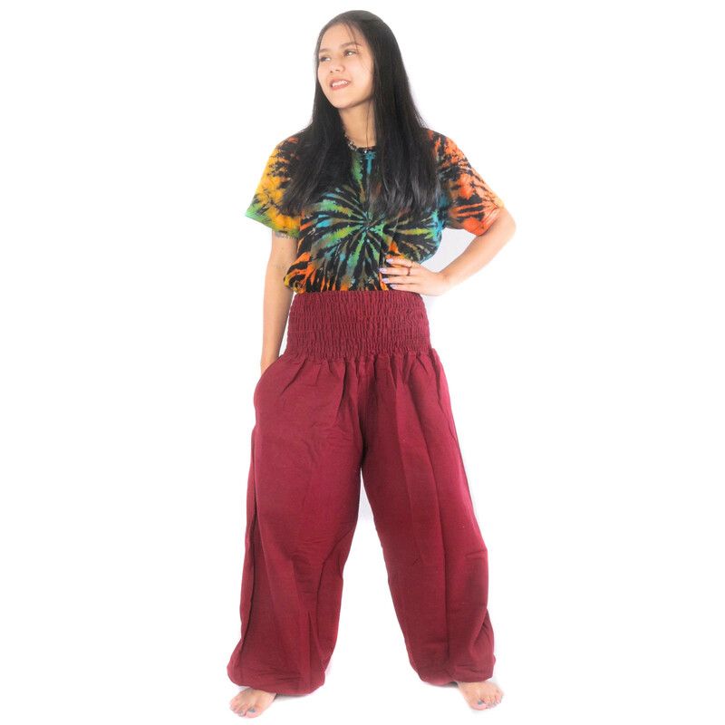 Pantalones Anchos de corte alto rojo