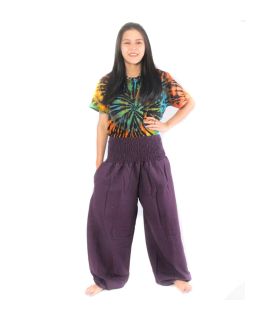 Pantalon sarouel coupe haute violet rouge foncé