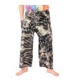 Pantalones de pescador tailandés "Mudmee" Batik negro blanco