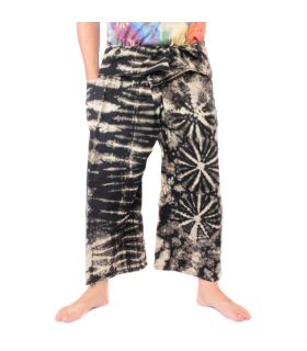 Thai Fischerhose "Mudmee" Batik schwarz weiss