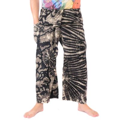 Thai Fischerhose "Mudmee" Batik schwarz weiss