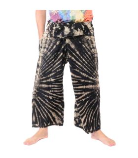Thai Fischerhose "Mudmee" Batik schwarz weiss