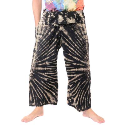 Thai Fischerhose "Mudmee" Batik schwarz weiss