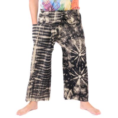 Thai Fischerhose "Mudmee" Batik schwarz weiss