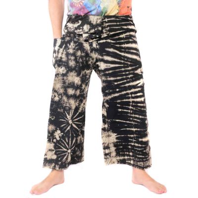 Thai Fischerhose "Mudmee" Batik schwarz weiss