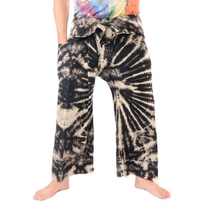 Thai Fischerhose "Mudmee" Batik schwarz weiss