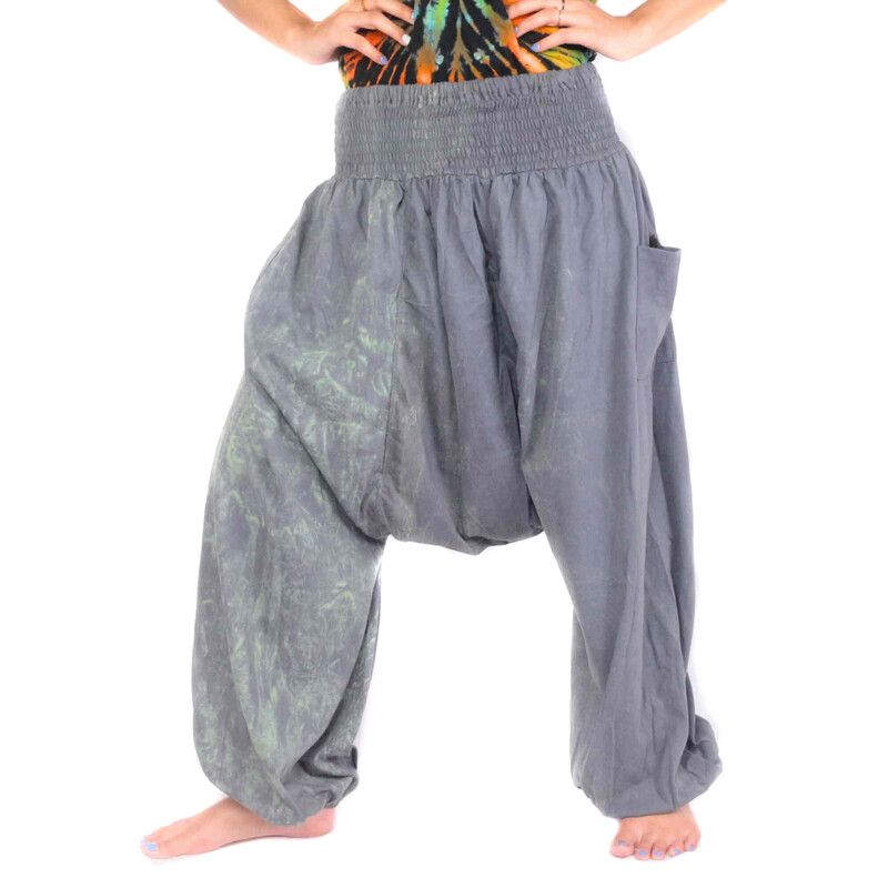 Japanische Haremshose Aladinhose "Stonewashed" - bequem, trendy und vielseitig kombinierbar in Einheitgröße.