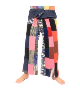 Patchwork de pantalons de pêcheur thaïlandais