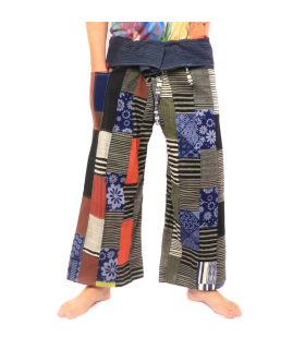 Patchwork de pantalons de pêcheur thaïlandais