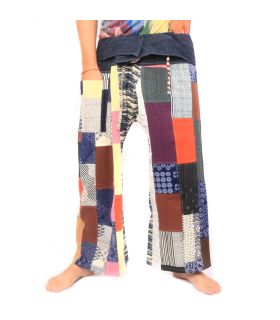 Patchwork de pantalons de pêcheur thaïlandais