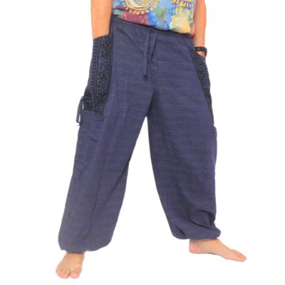 Thai Hippie Hose zum Zubinden Ethno Applikation aus schwerer Baumwolle