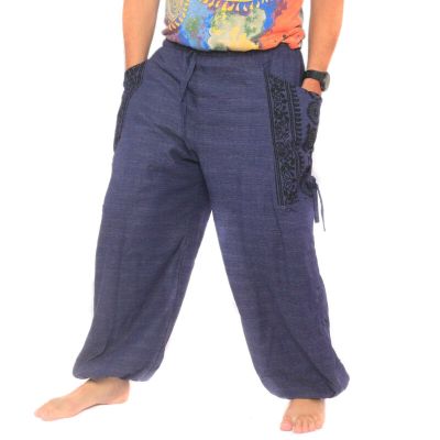 Pantalons hippie thaïlandais pour la ligature Application ethno du coton lourd
