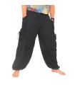Harem pants meditation pants large side pockets Om Dharmachakra feet Buddhas cotton anthracite