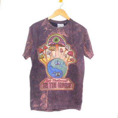 "No Time" Mushroom T-Shirt Size M Stonewashed
