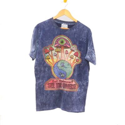 "No Time" Mushroom T-Shirt Size M Stonewashed